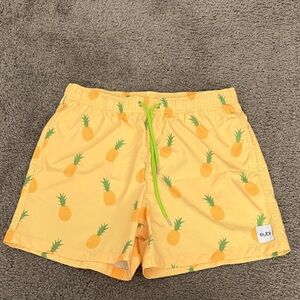 Yellow Pineapple Print Swim Shorts